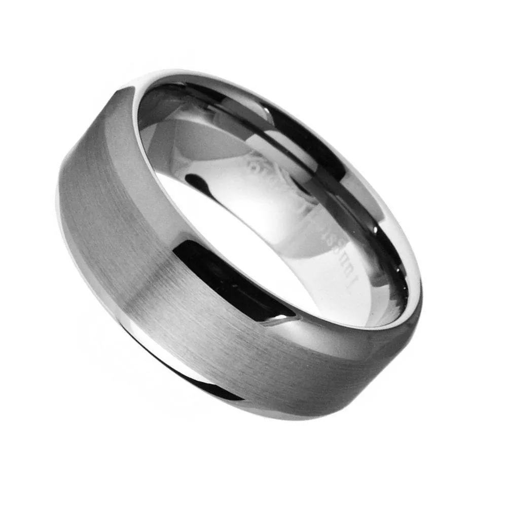 Paris Jewelry 8mm Tungsten Silver Brushed Ring Wedding Band For Men & Women