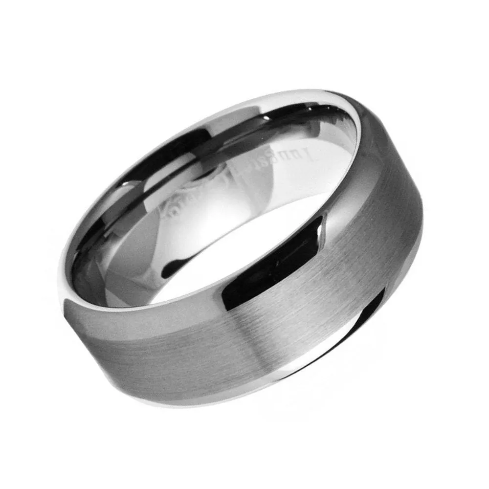 Paris Jewelry 8mm Tungsten Silver Brushed Ring Wedding Band For Men & Women