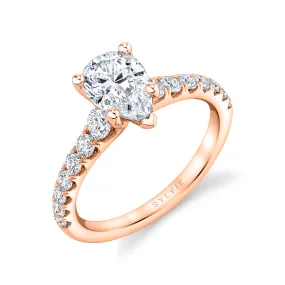 Pear Shaped Classic Engagement Ring - Veronique 14k Gold Rose