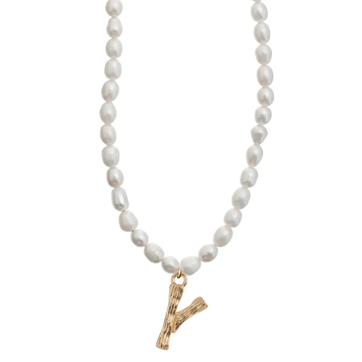 Pearl and Bamboo Letter Necklace