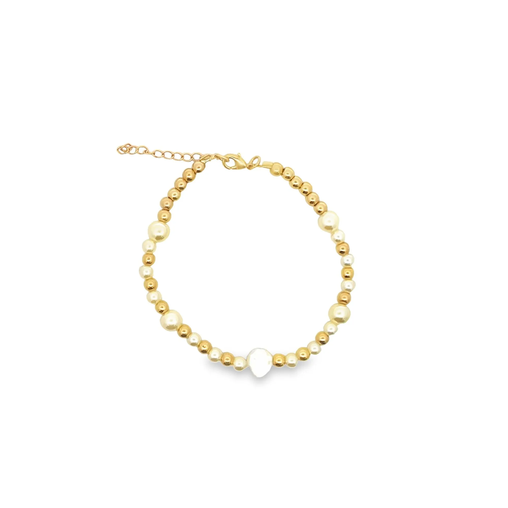 Pearl Bracelet | Gold Beaded Bracelet (I146A)