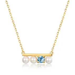 Pearls and Blue Topaz Necklace