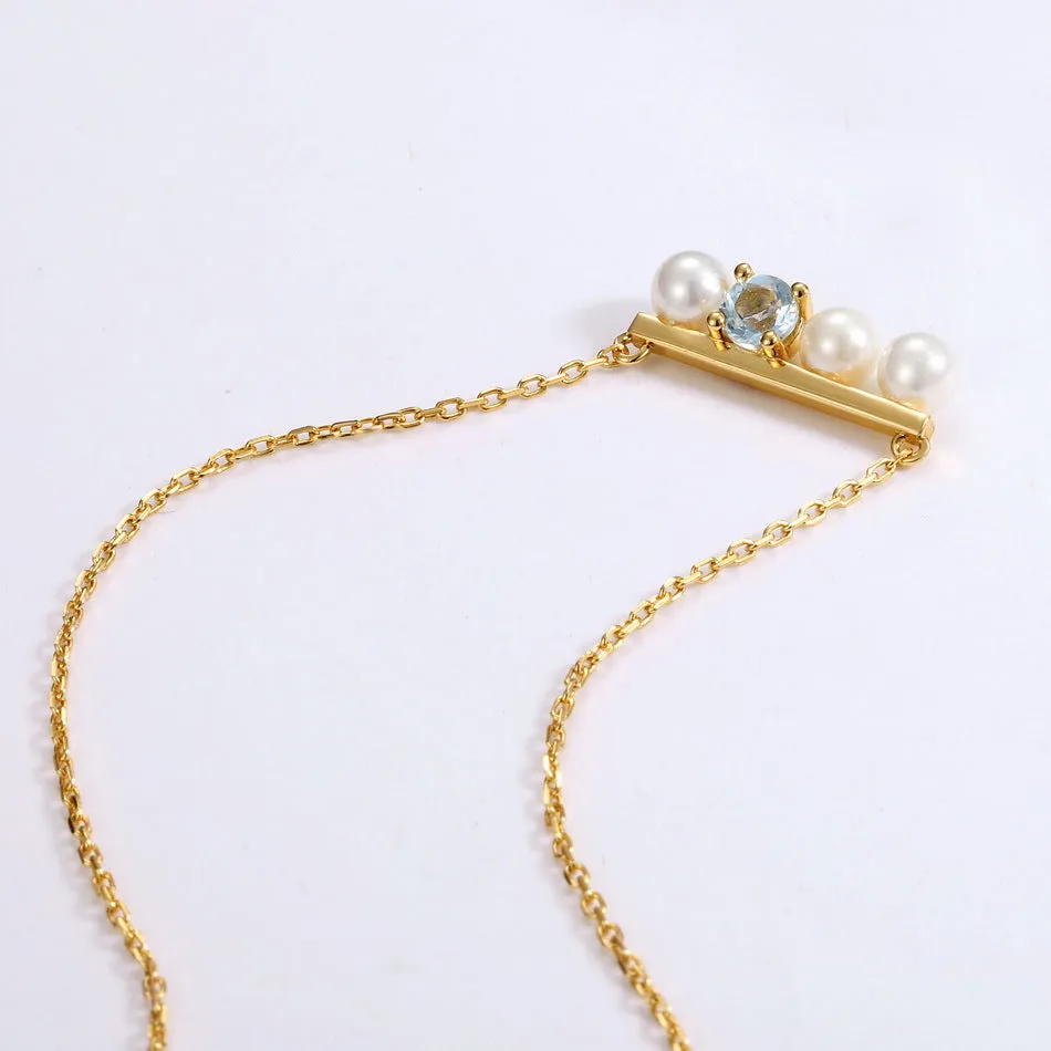 Pearls and Blue Topaz Necklace