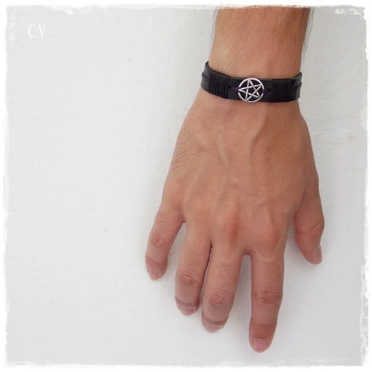 Pentacle Leather Bracelet Cuff
