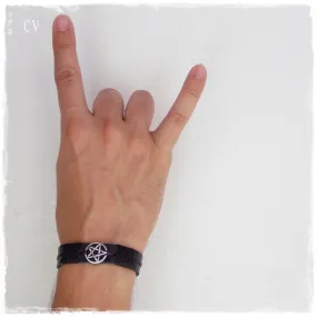Pentacle Leather Bracelet Cuff