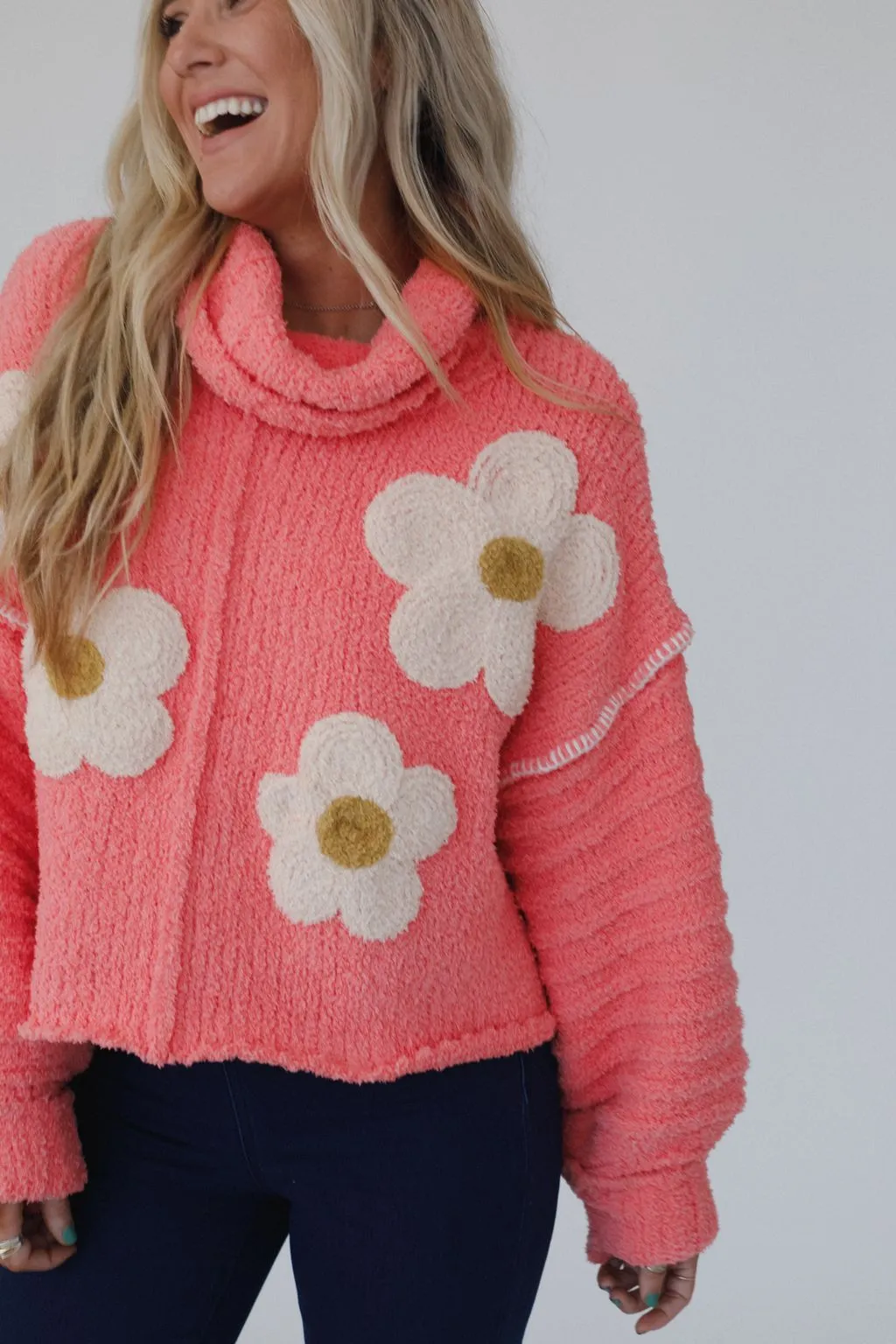 Petal Warmth Sweater - Coral