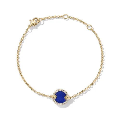Petite DY Elements Center Station Chain Bracelet in 18K Yellow Gold with Lapis and Pavé Diamonds