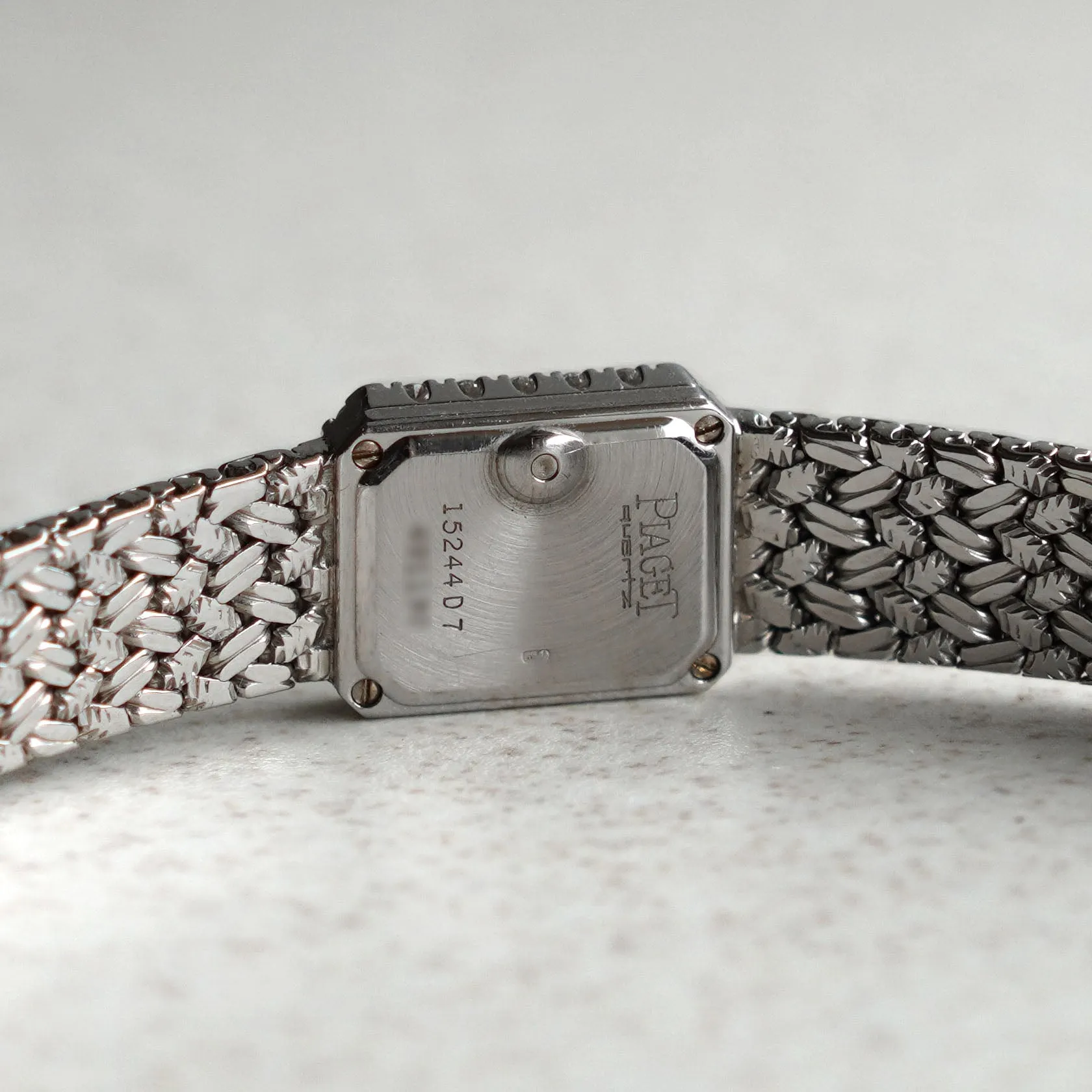 Piaget Bracelet Watch with Lapis Lazuli Dial and Factory Diamond-set Bezel, White Gold