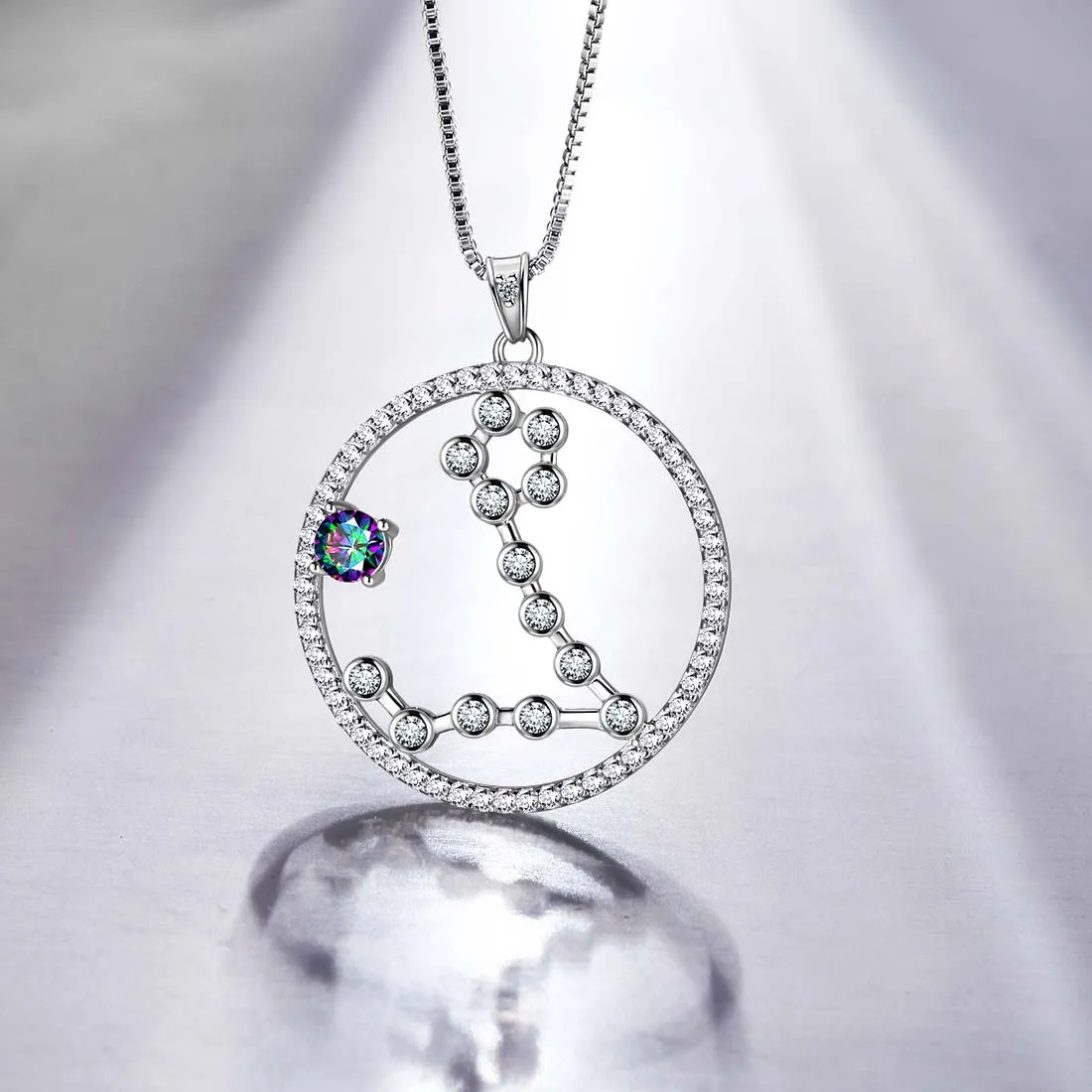 Pisces Zodiac Necklace Pendant Women Girls Jewelry Birthday Gift Mystic Topaz 925 Silver