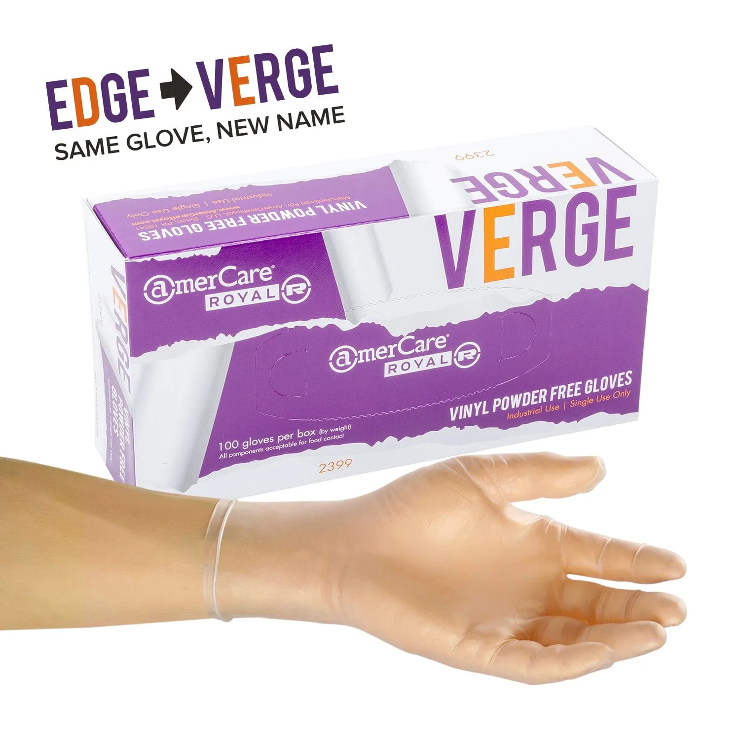 Powder-Free Vinyl Verge Gloves (S-XL), Case of 1,000