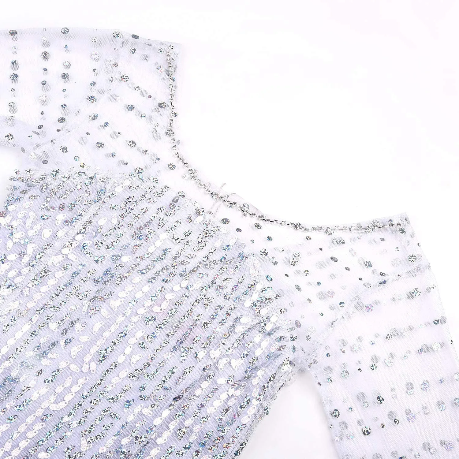 Princess Elsa Princess Birthday Party Dress for Little Girls with Crown,Wand,Gloves Accessories 3-12 Years,Silver