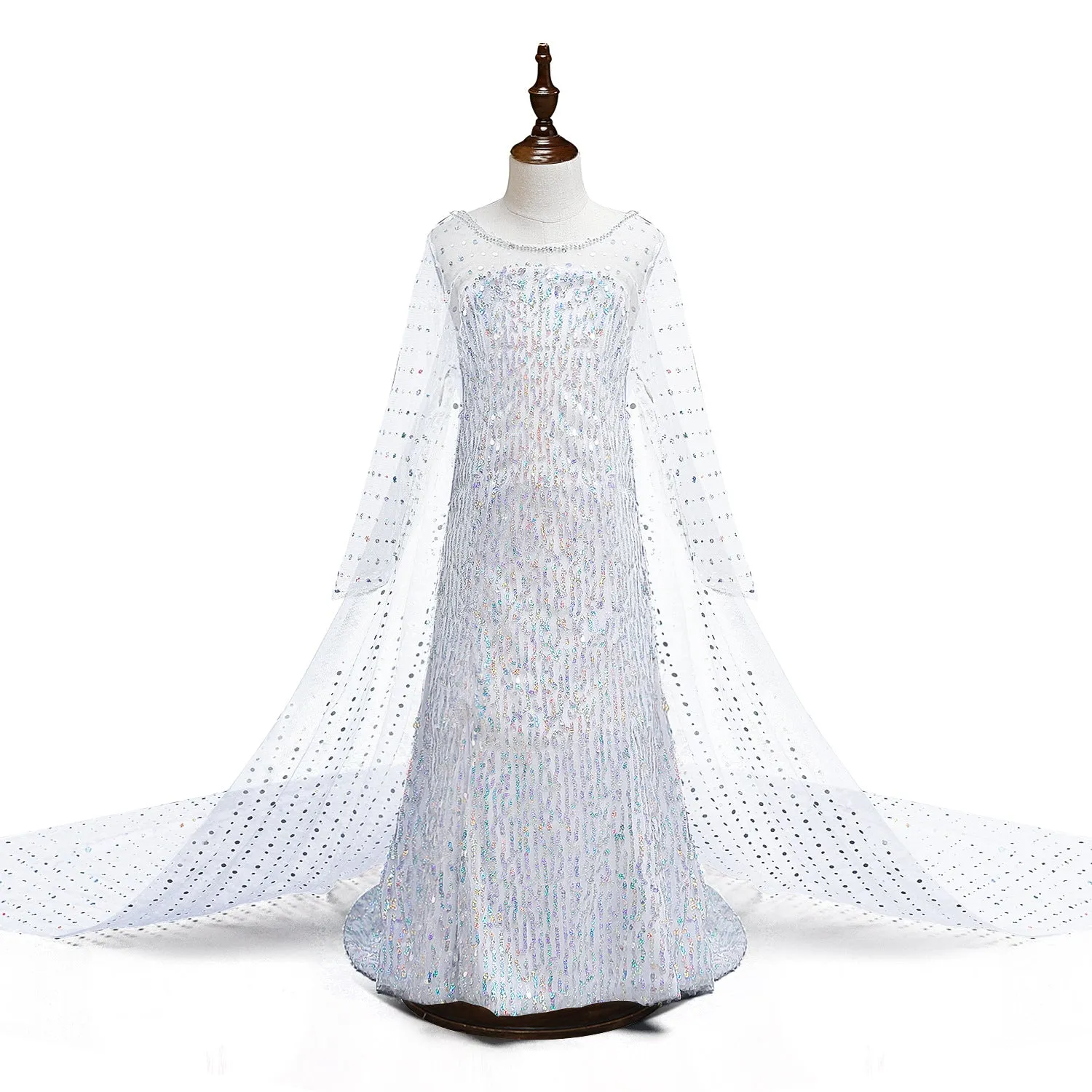 Princess Elsa Princess Birthday Party Dress for Little Girls with Crown,Wand,Gloves Accessories 3-12 Years,Silver