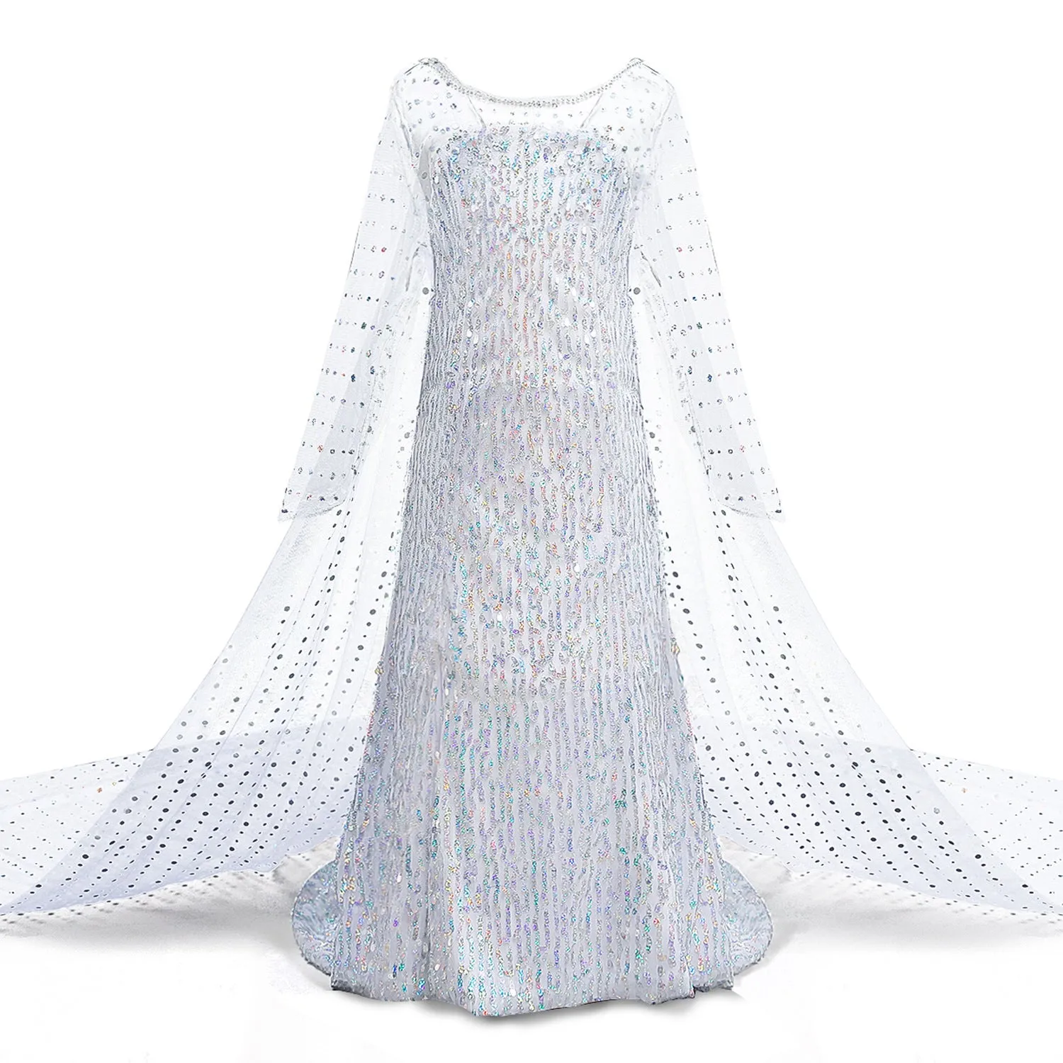 Princess Elsa Princess Birthday Party Dress for Little Girls with Crown,Wand,Gloves Accessories 3-12 Years,Silver