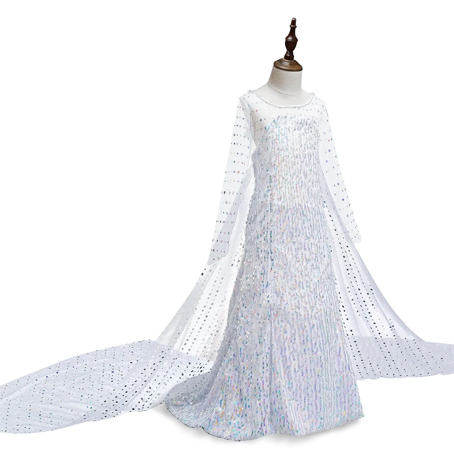 Princess Elsa Princess Birthday Party Dress for Little Girls with Crown,Wand,Gloves Accessories 3-12 Years,Silver