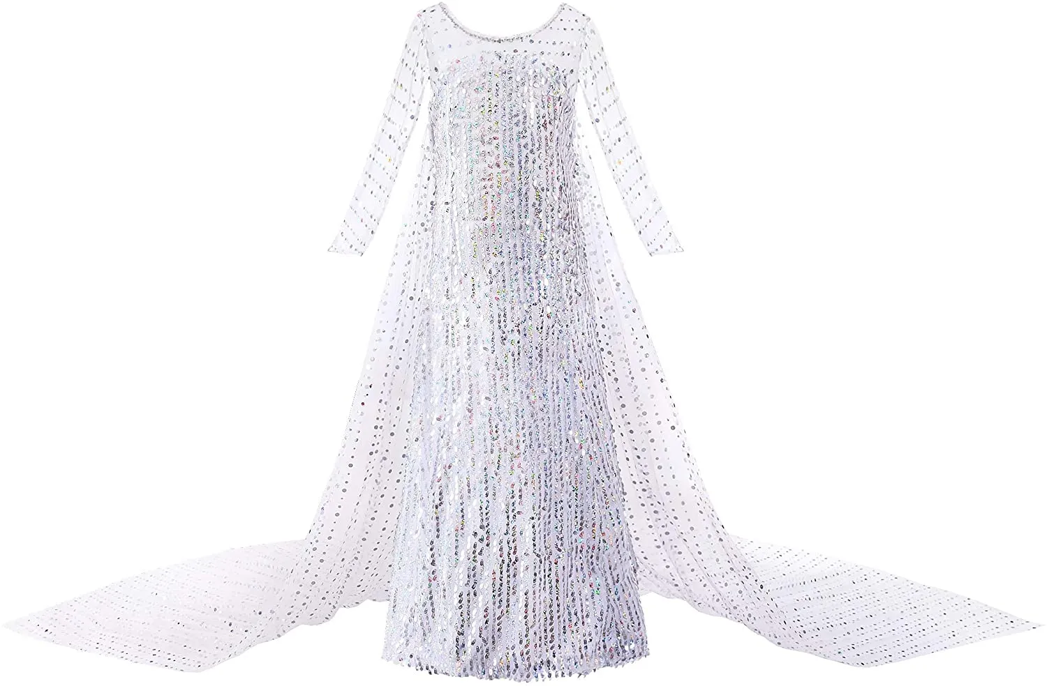 Princess Elsa Princess Birthday Party Dress for Little Girls with Crown,Wand,Gloves Accessories 3-12 Years,Silver