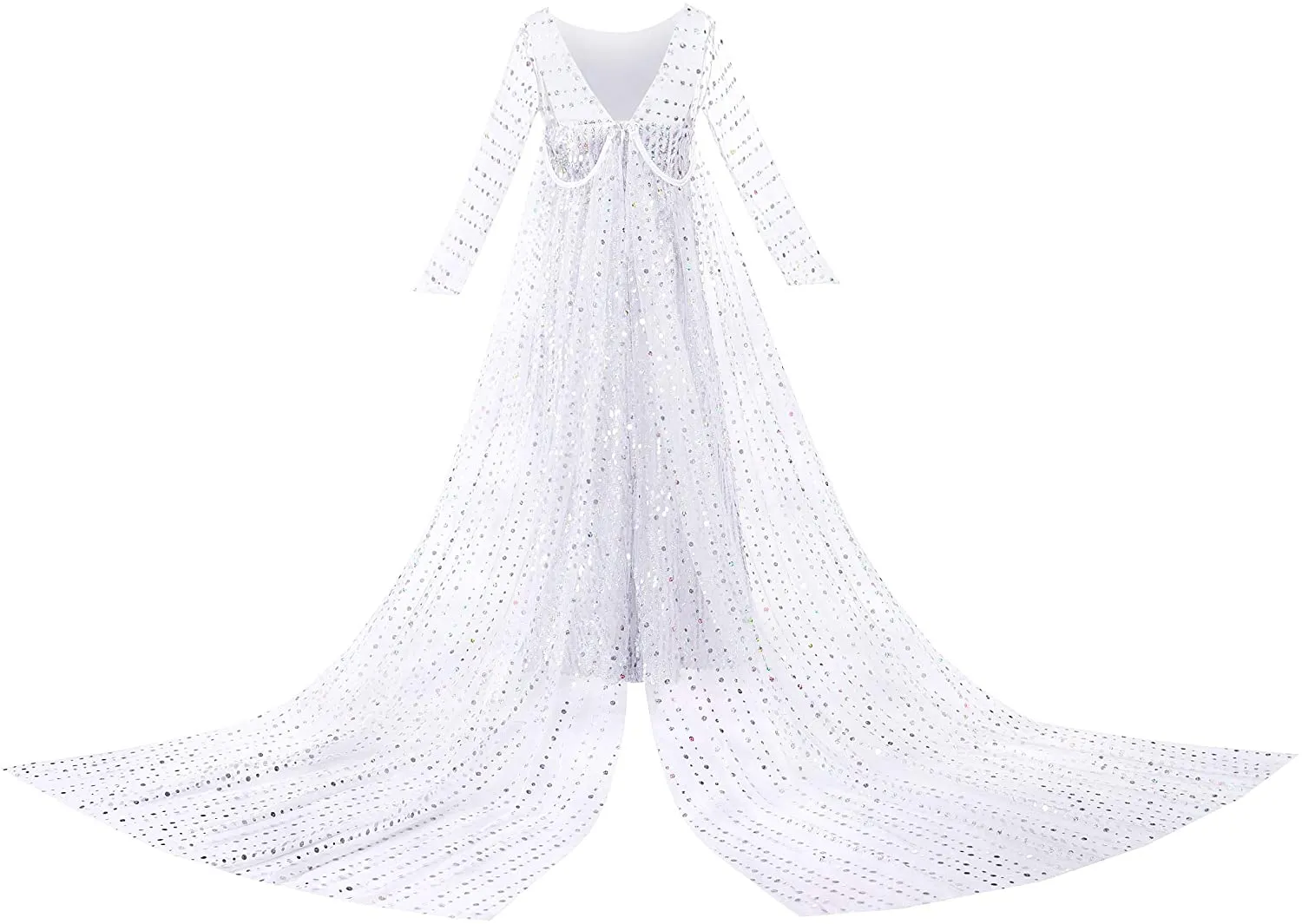 Princess Elsa Princess Birthday Party Dress for Little Girls with Crown,Wand,Gloves Accessories 3-12 Years,Silver
