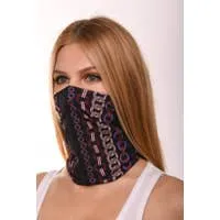 Purple & Navy Chain Scarf Mask