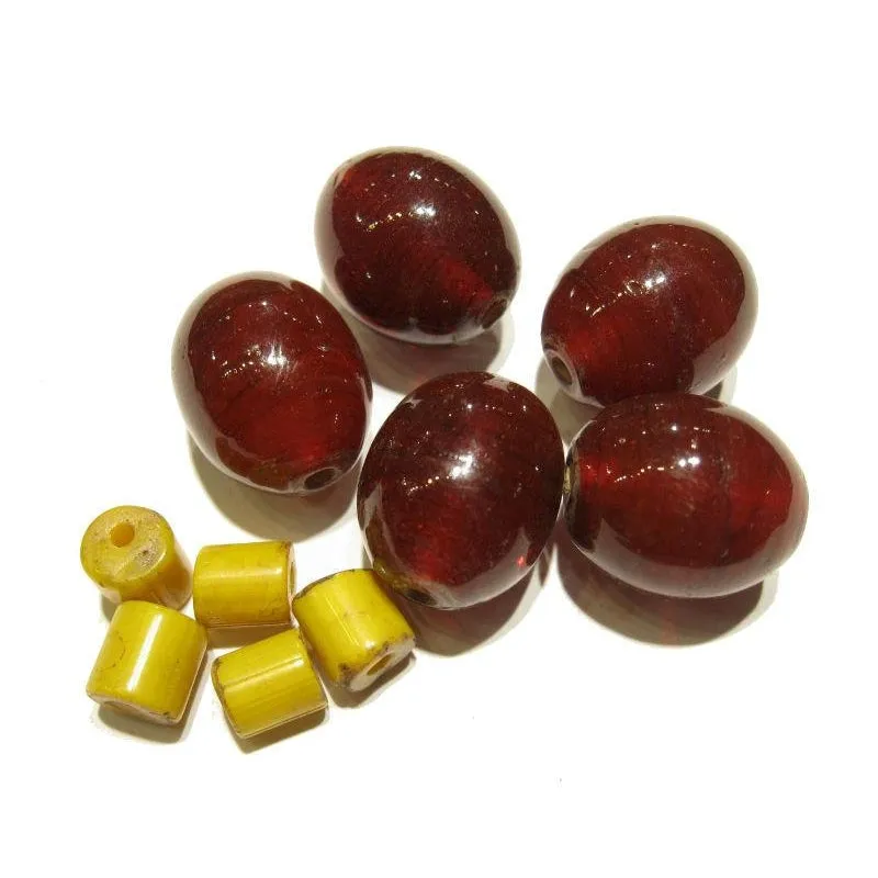 "Naga Style Cherry Tomatoes" Glass Trade Bead Strand / Necklace / Loose Beads