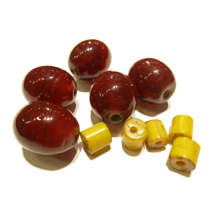 "Naga Style Cherry Tomatoes" Glass Trade Bead Strand / Necklace / Loose Beads