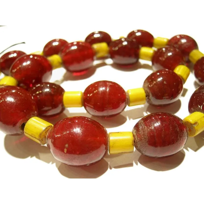 "Naga Style Cherry Tomatoes" Glass Trade Bead Strand / Necklace / Loose Beads