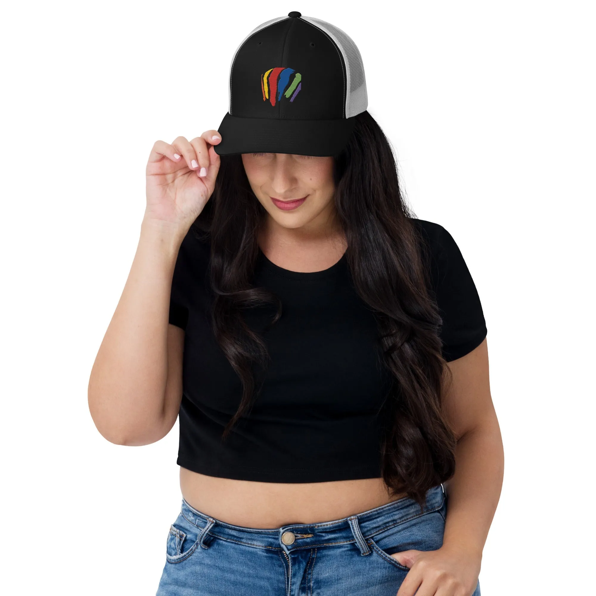 Rainbow Swash Mesh Snap Back Hat - Boston, Massachusetts | Gas Tanks Rainbow Corita