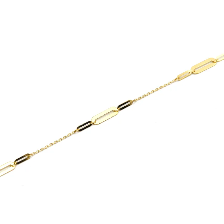 Real Gold 3 Paper Clip Set Adjustable Size Bracelet 8190-111 BR1520
