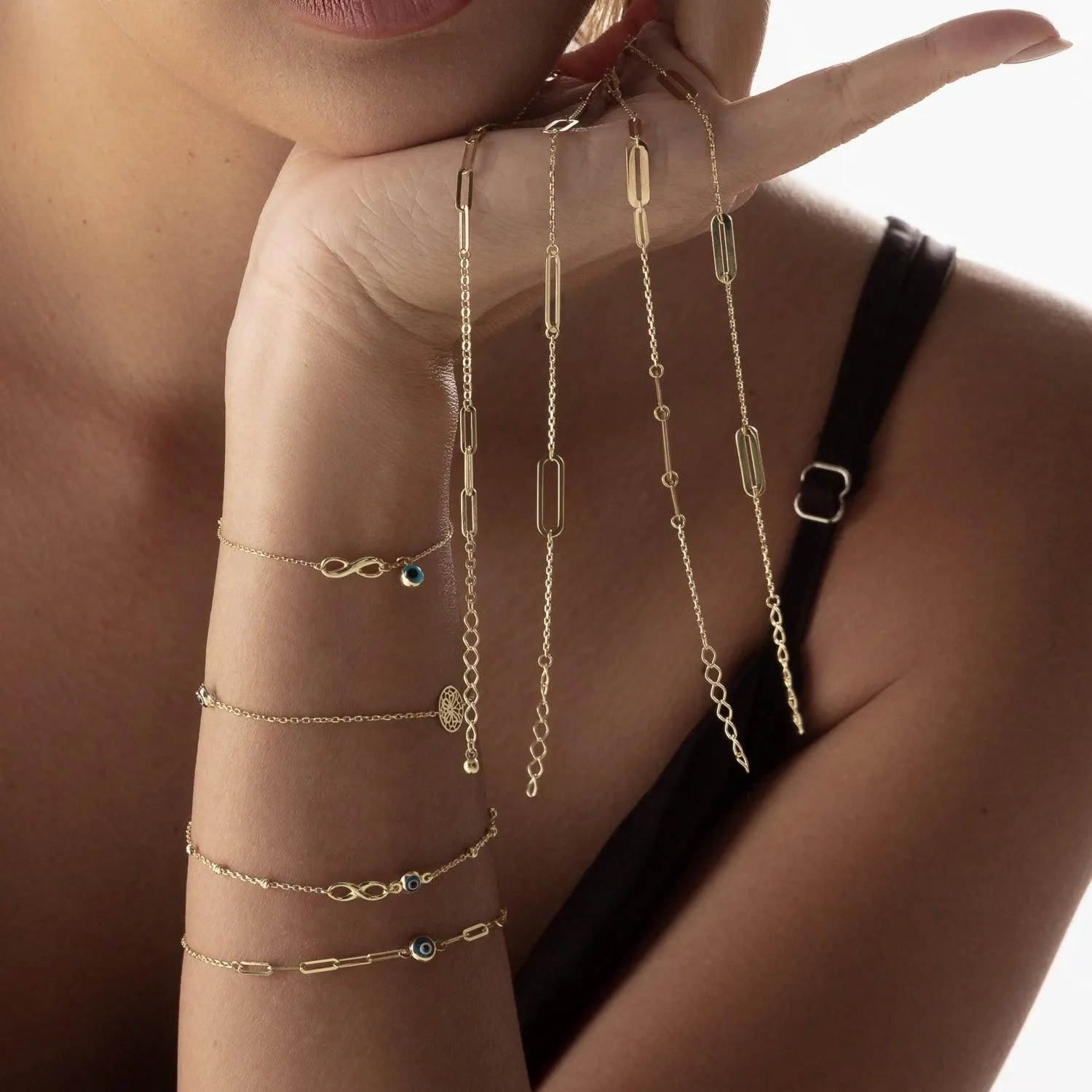 Real Gold 3 Paper Clip Set Adjustable Size Bracelet 8190-111 BR1520