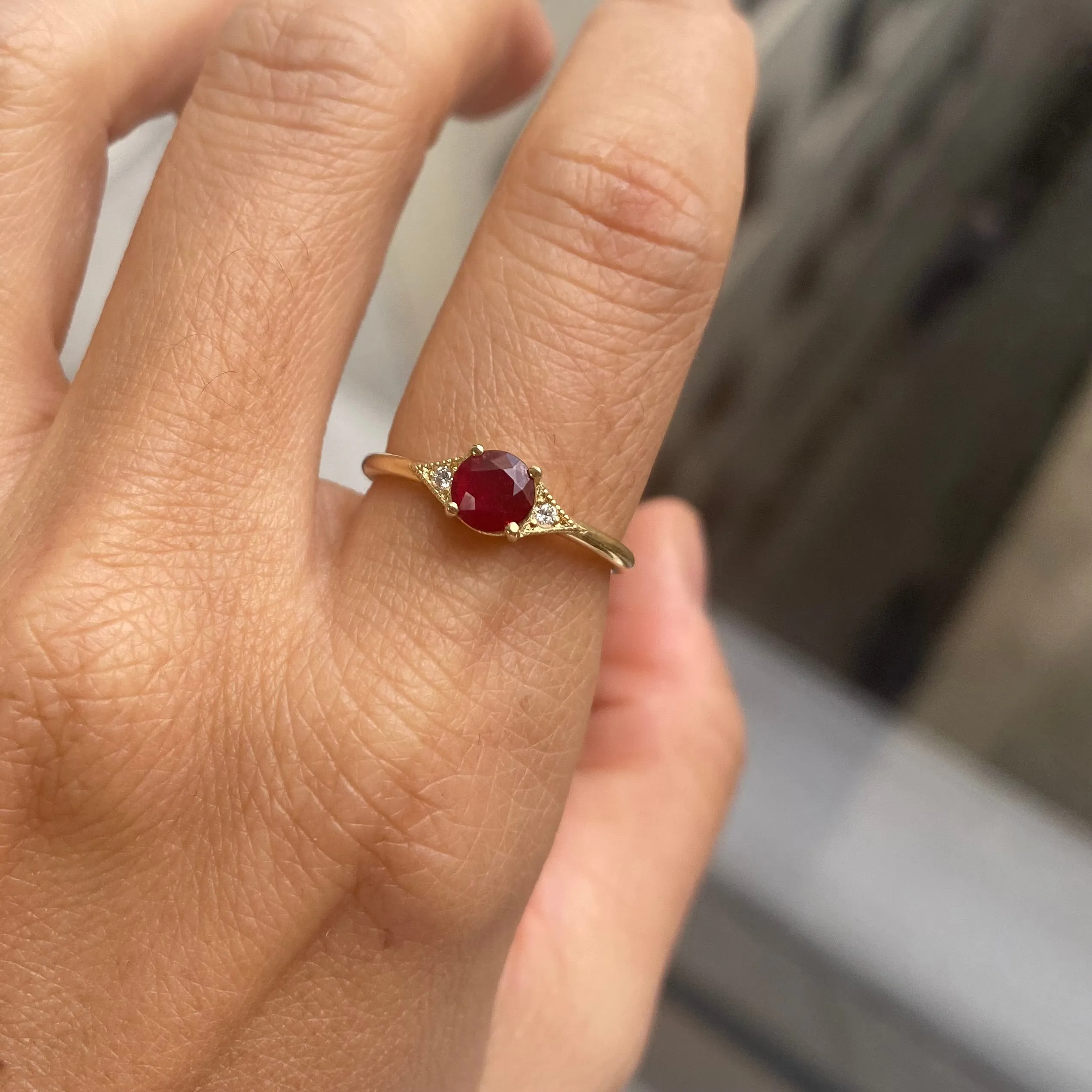 Round Ruby Deco Ring (ready to ship option)*