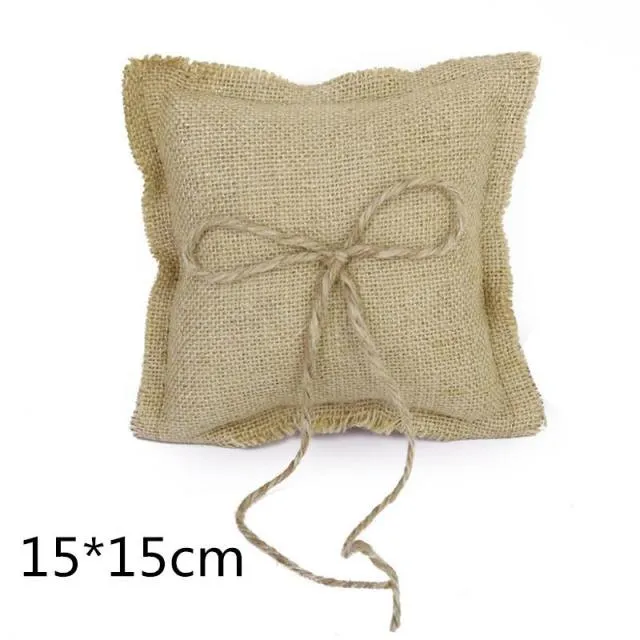 Rustic Country Charm Burlap Wedding Ring Bearer Pillow