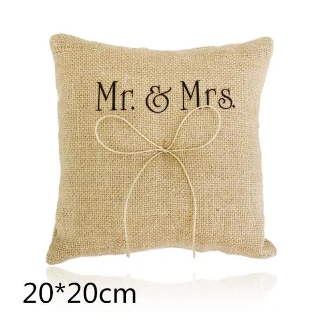 Rustic Country Charm Burlap Wedding Ring Bearer Pillow