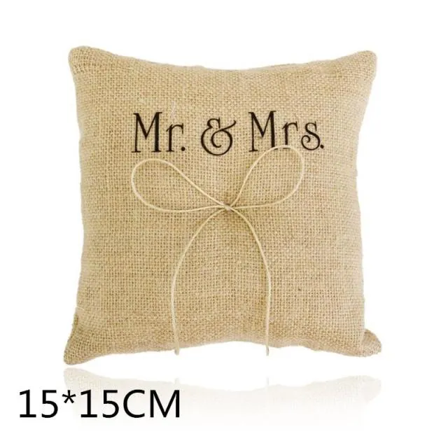 Rustic Country Charm Burlap Wedding Ring Bearer Pillow