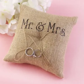 Rustic Country Charm Burlap Wedding Ring Bearer Pillow