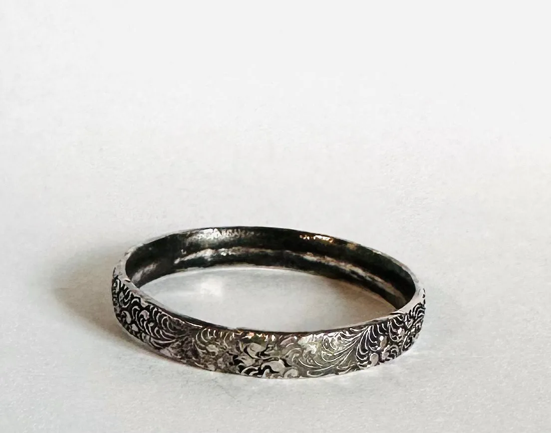 Scroll Pattern Ring, Stacking Ring, Textured Stacking Ring