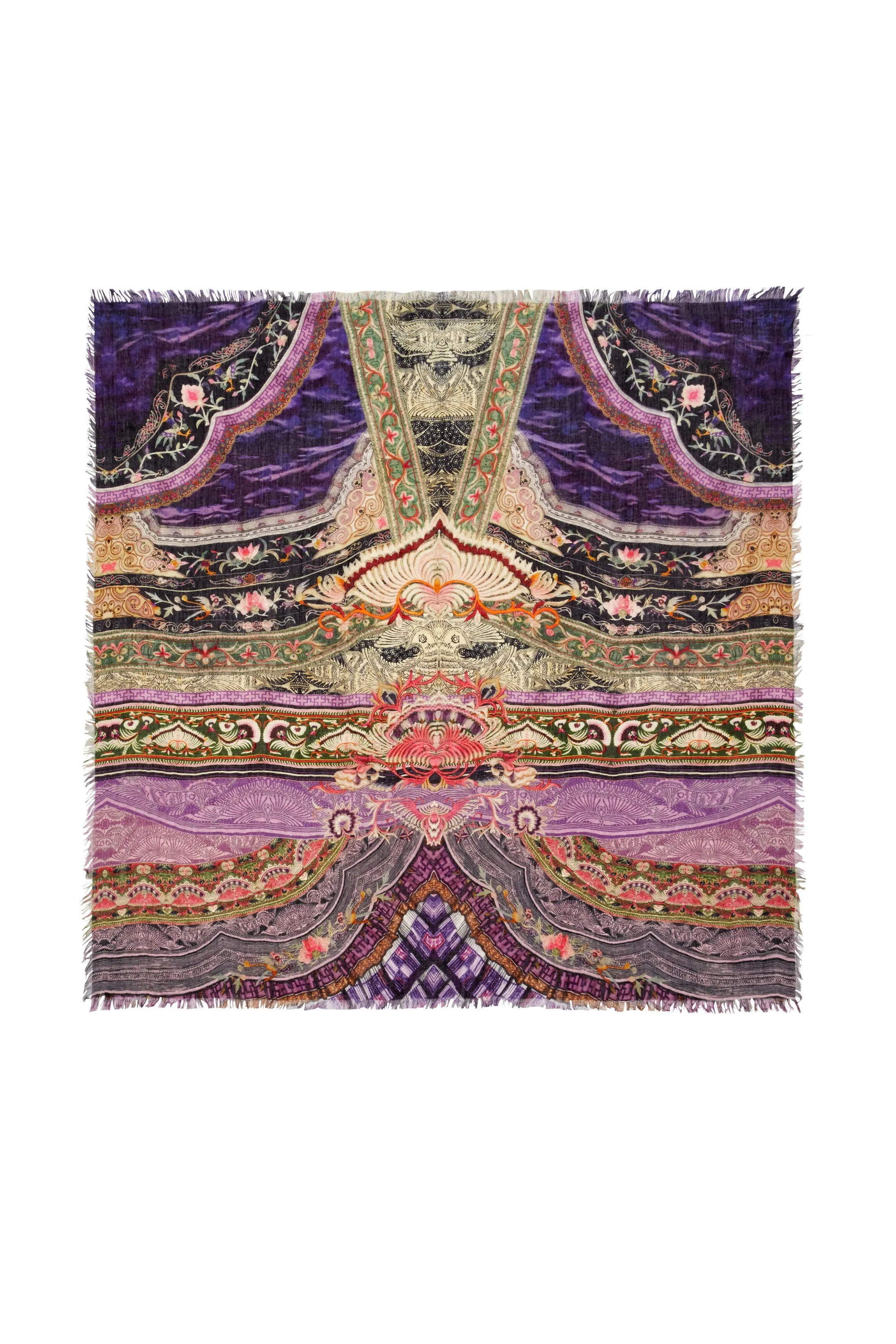 SHEER SCARF WITH RAW EDGE THREADS THAT BIND US