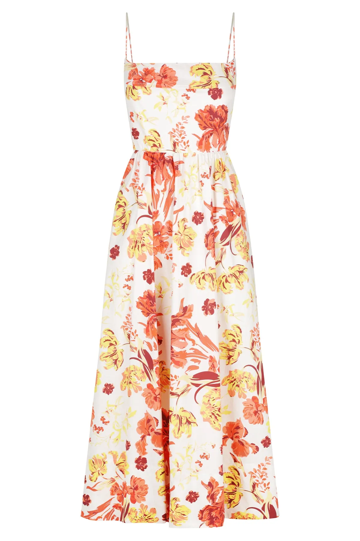 Shona Joy Kalani Low Open Back Midi Dress in Coconut/Multi