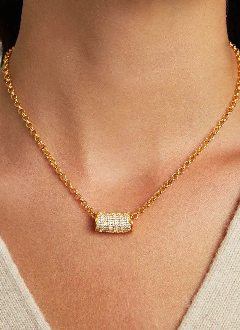Signature Pave Tube Necklace