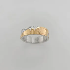 Silver 1/4" Band with Gold Hummingbird
