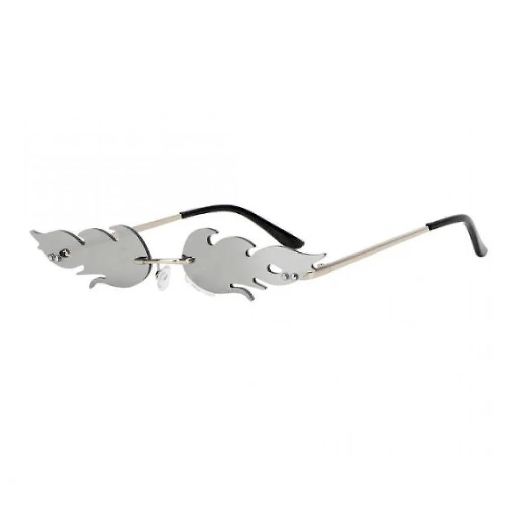 Silver Rimless Flame Sunglasses For Women's