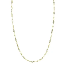 SLOANE STREET 18K YELLOW GOLD MIXED CUT WHITE TOPAZ NECKLACE