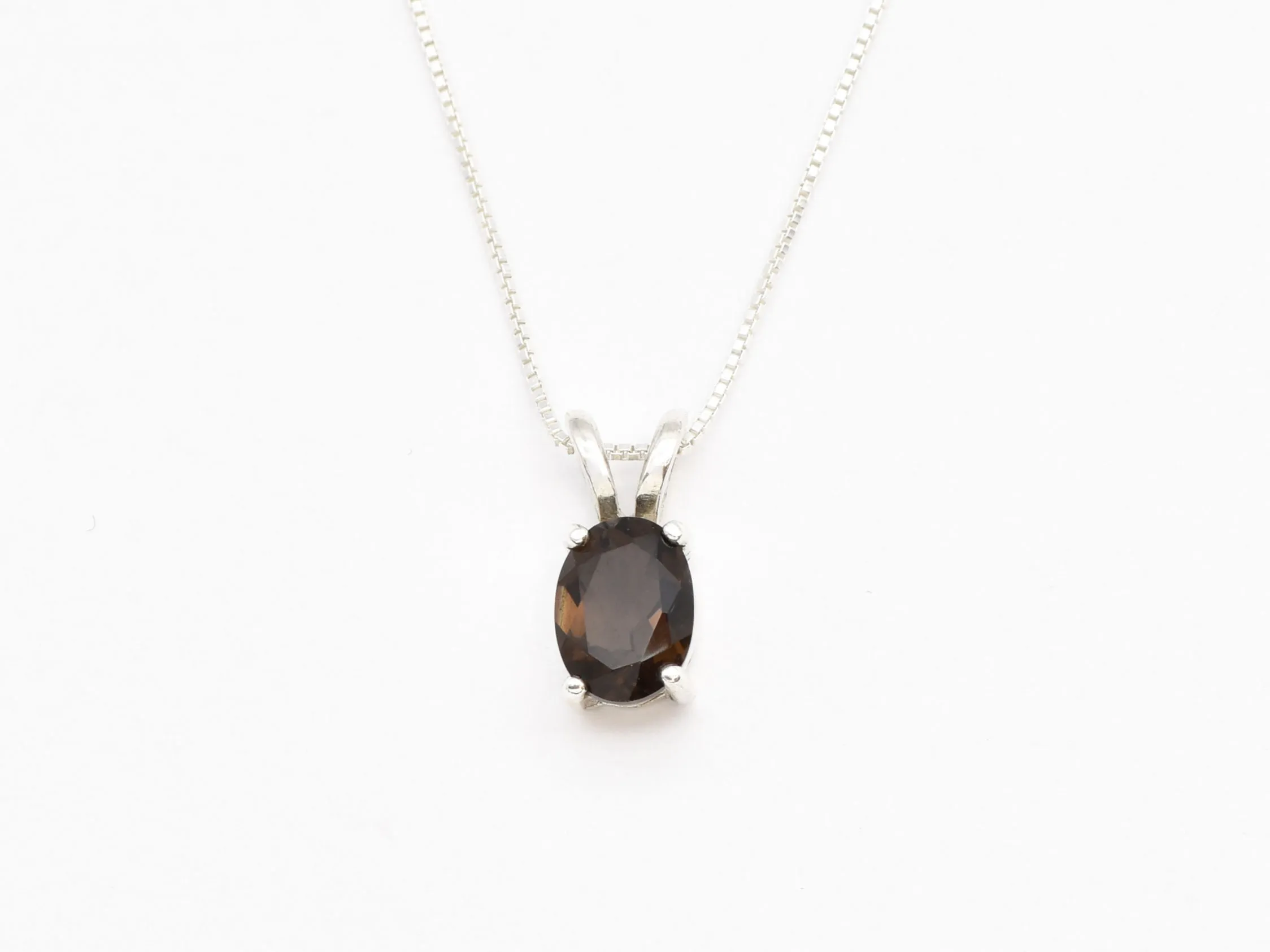 Smoky Topaz Pendant - Brown Diamond Necklace - Vintage Oval Necklace
