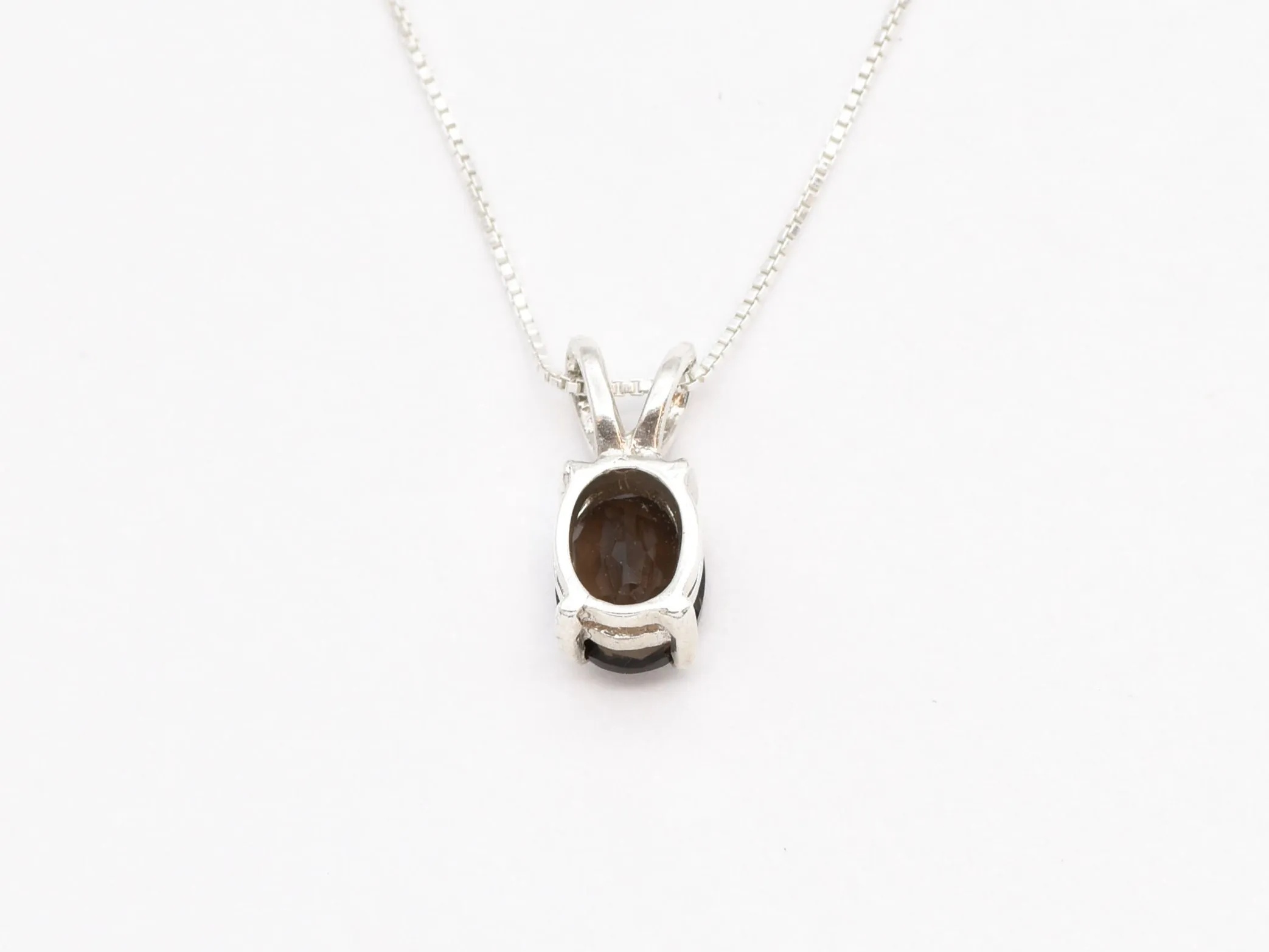 Smoky Topaz Pendant - Brown Diamond Necklace - Vintage Oval Necklace