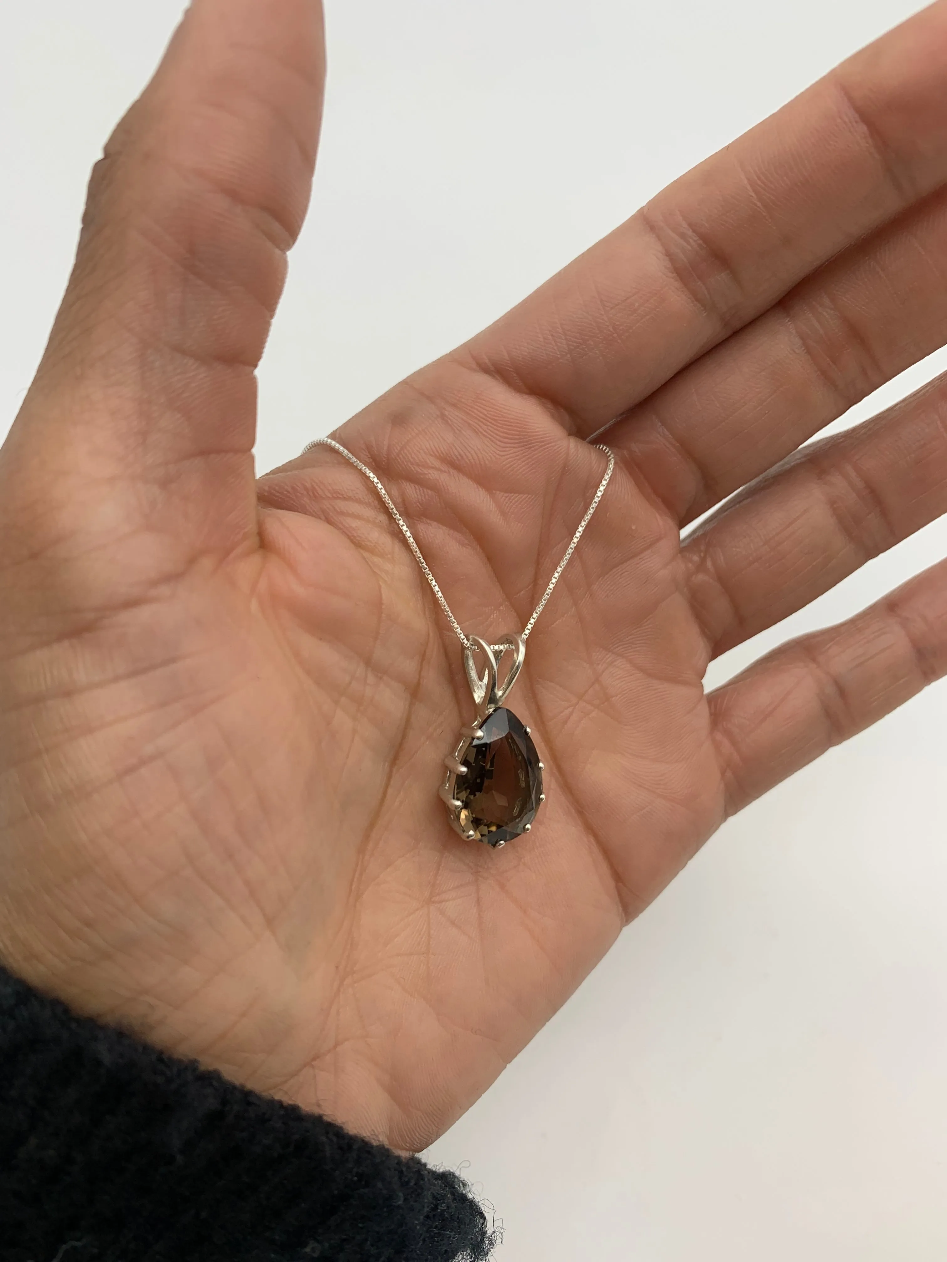 Smoky Topaz Pendant - Natural Smoky Topaz Pendant, Teardrop Smoky Topaz Necklace