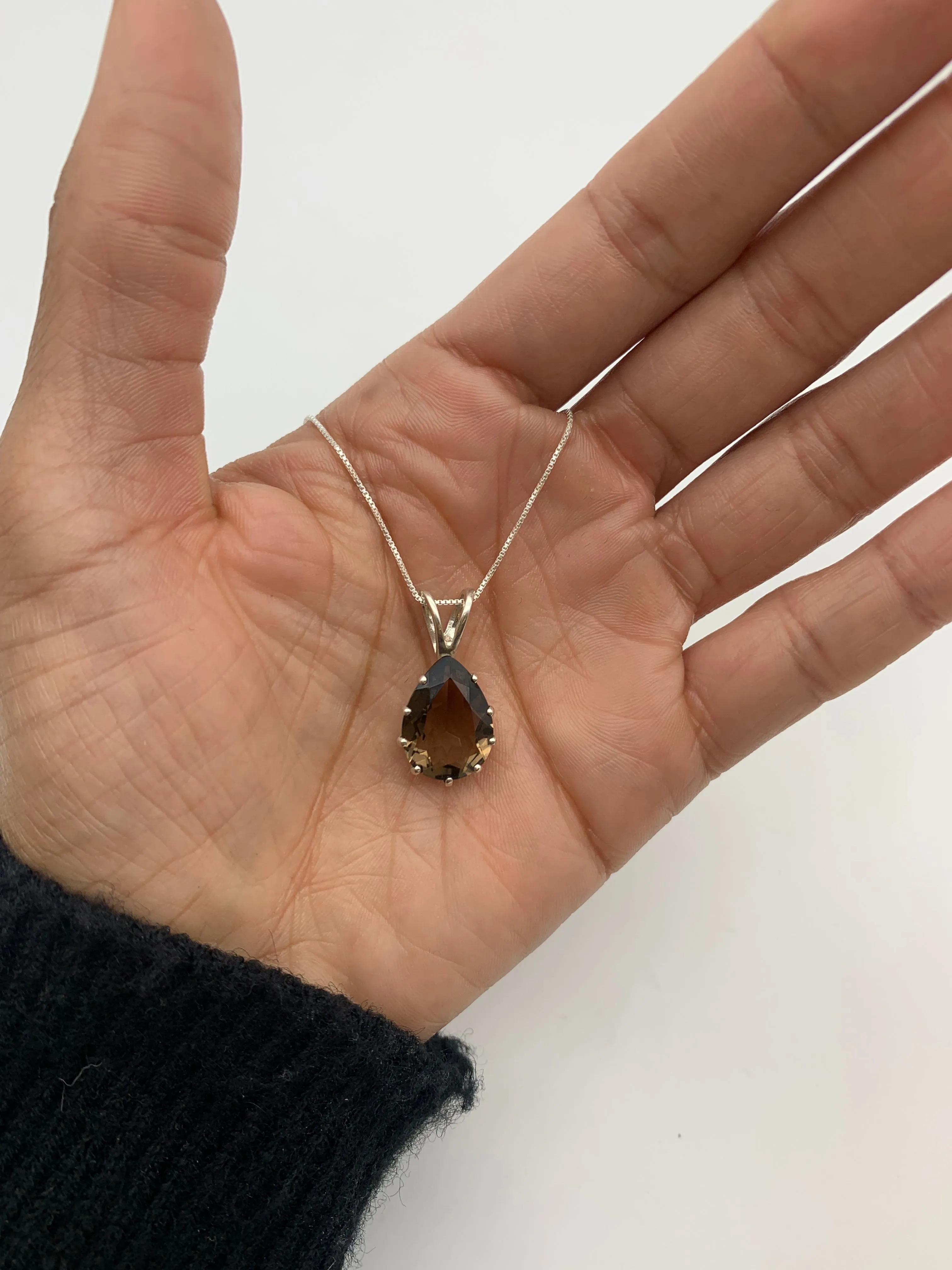 Smoky Topaz Pendant - Natural Smoky Topaz Pendant, Teardrop Smoky Topaz Necklace
