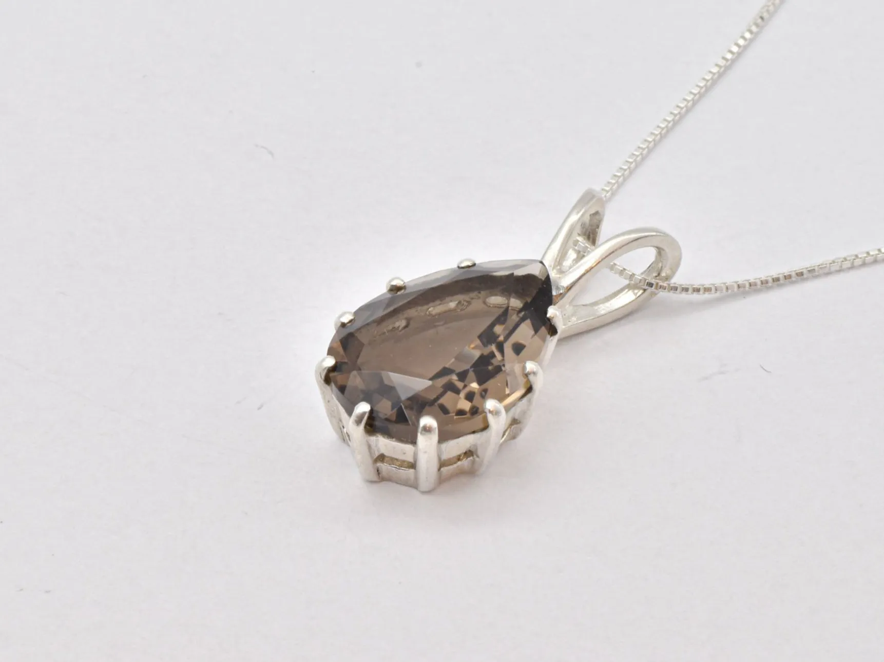 Smoky Topaz Pendant - Natural Smoky Topaz Pendant, Teardrop Smoky Topaz Necklace