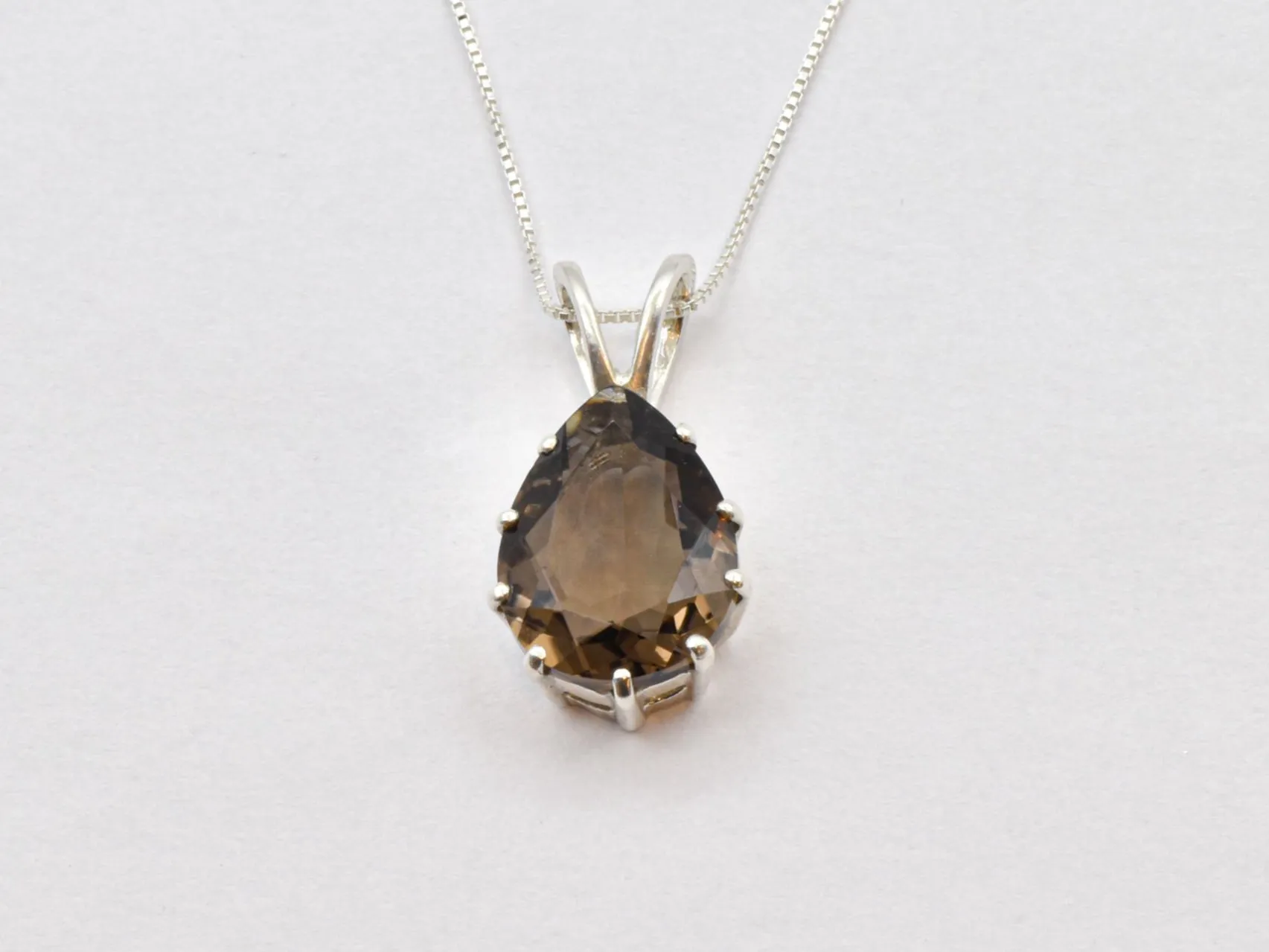 Smoky Topaz Pendant - Natural Smoky Topaz Pendant, Teardrop Smoky Topaz Necklace
