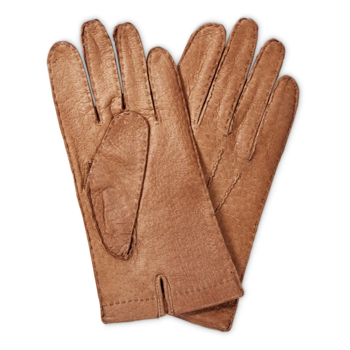 Sovereign Grade Light Brown Peccary Leather Gloves, Unlined