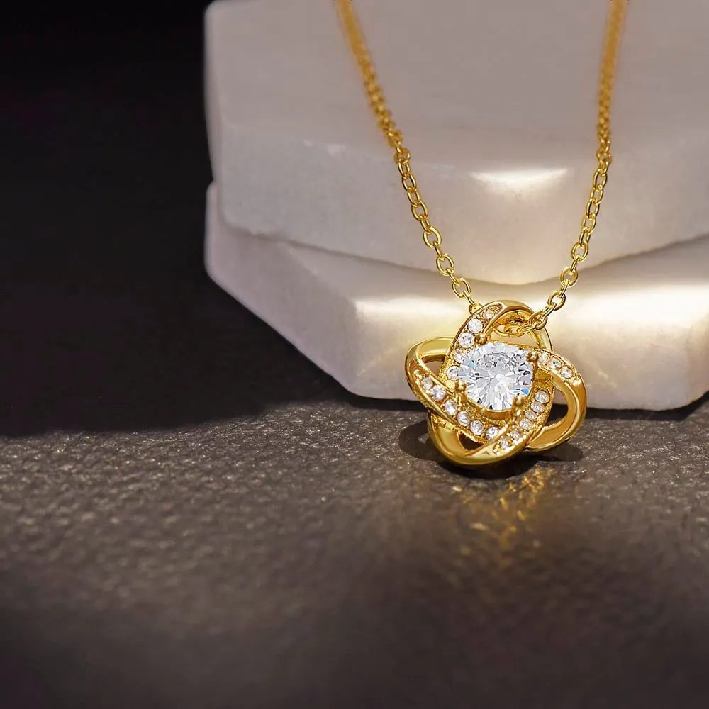 To My Beautiful Wife Necklace - I Can't Live Without You Love Knot Necklace