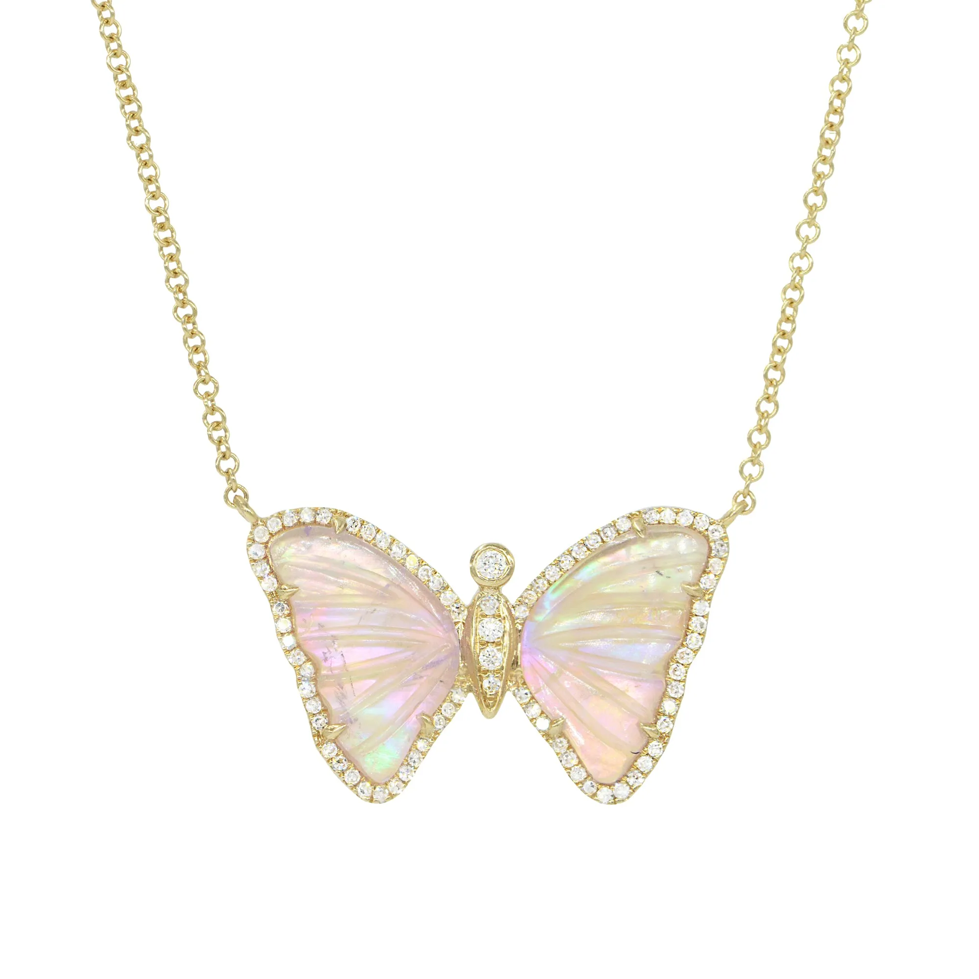 Topaz and Pearl Butterfly Necklace with Diamonds