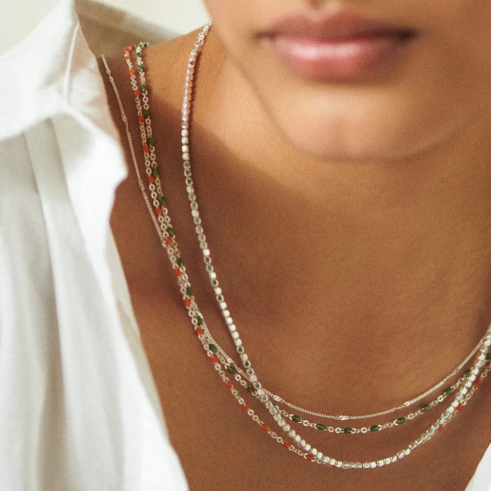 Treasures Coral Beaded Necklace Sterling Silver