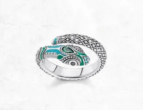 Tropical Mystic Snake Ring - 925 Sterling Silver Boho Jewelry